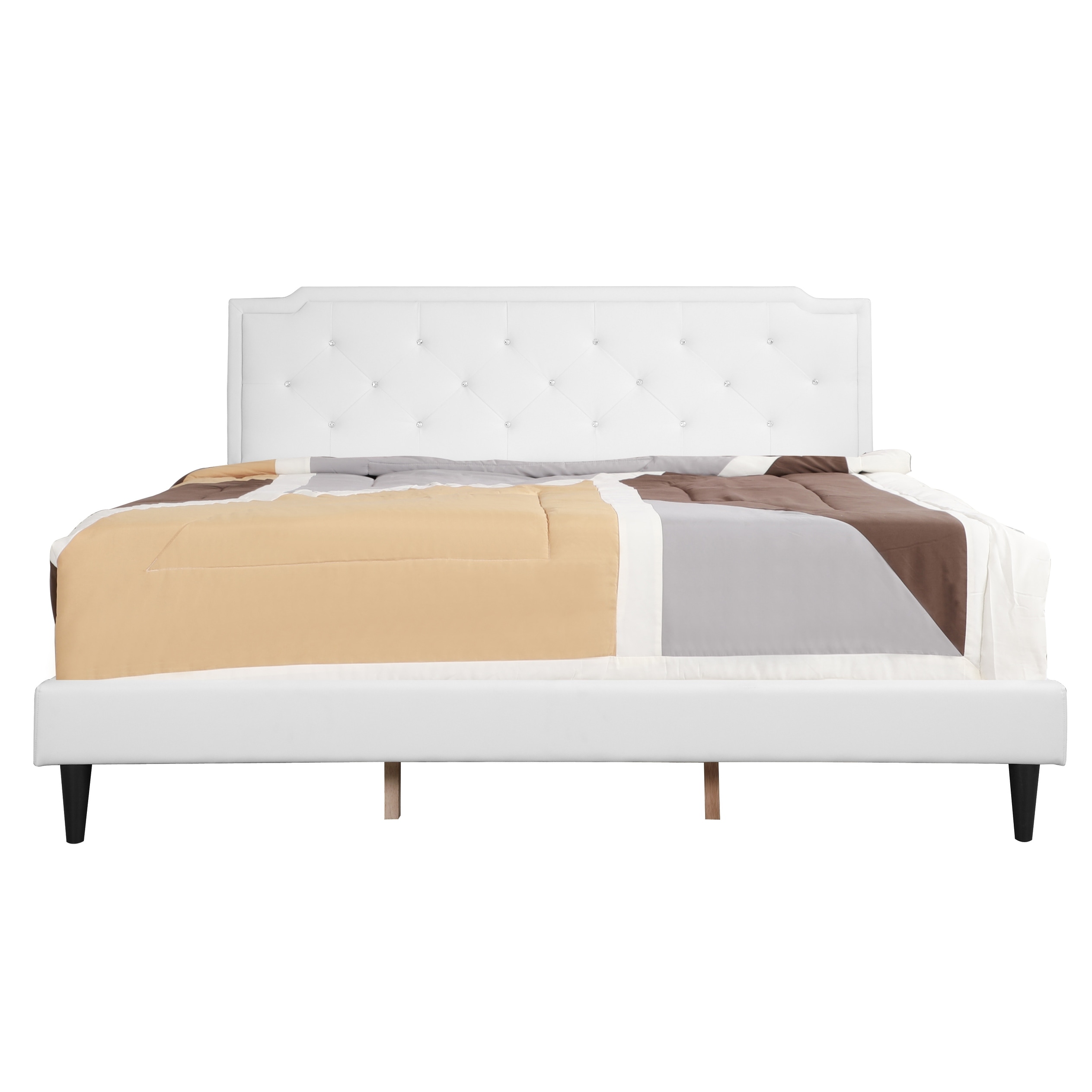 Lyke Home Delran White Faux Leather King Bed
