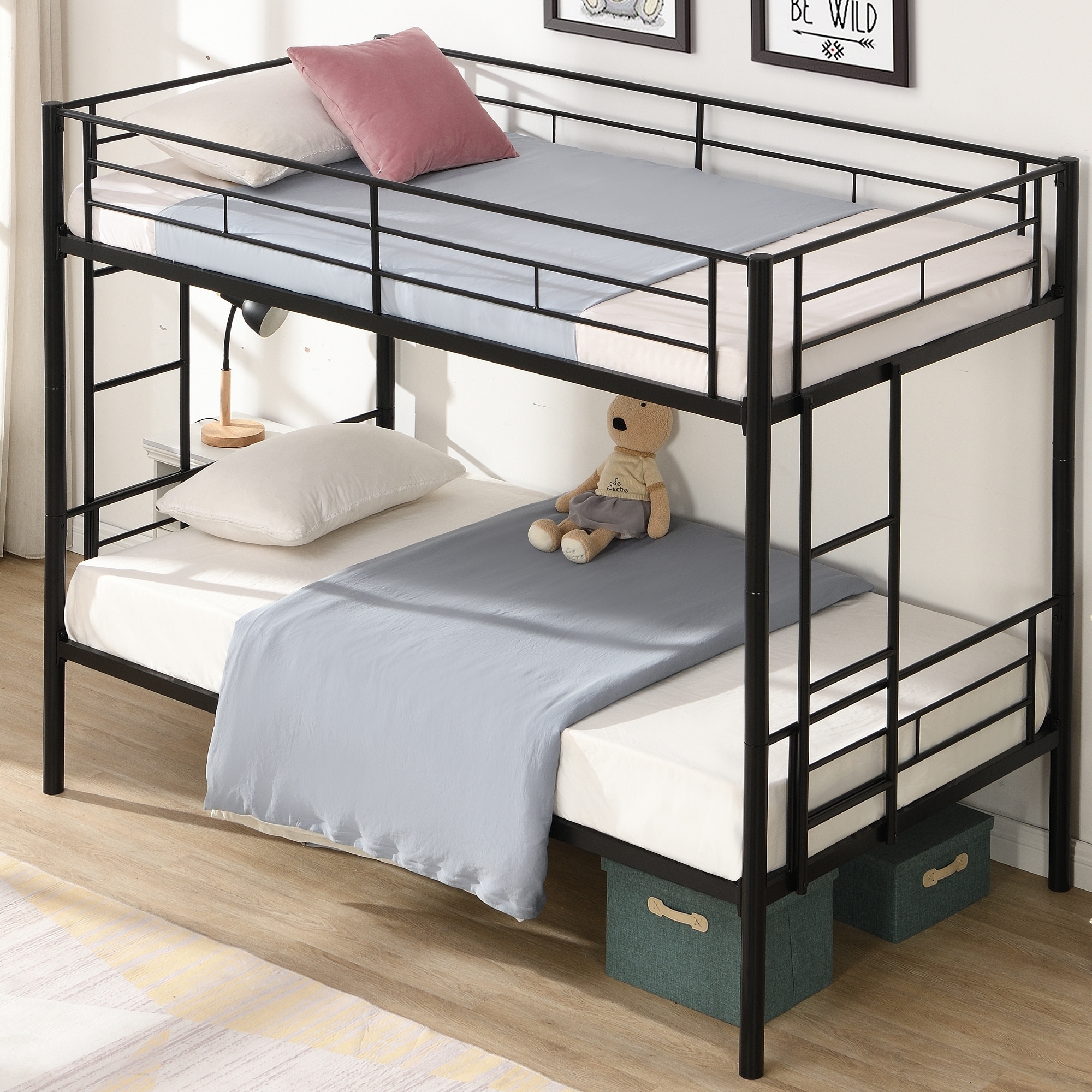 Twin Over Twin Metal Bunk Bed convertible Bunkbeds