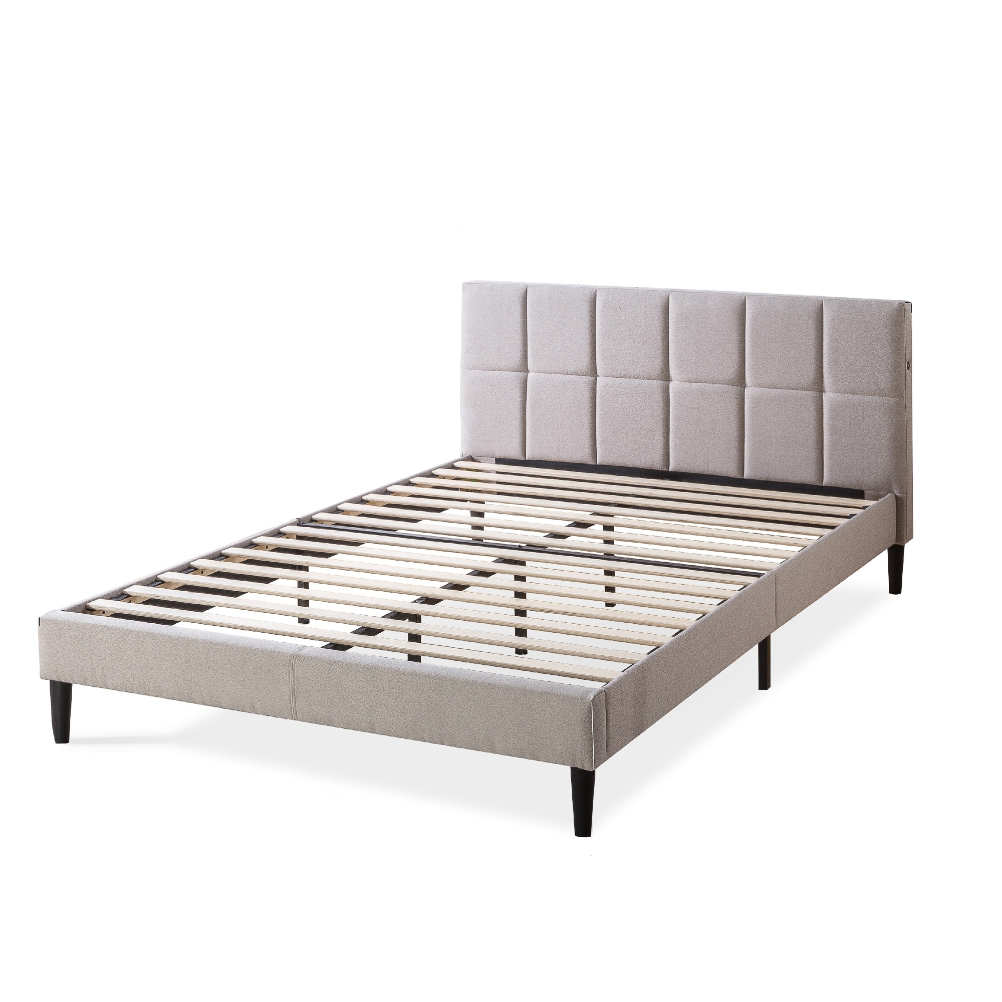 Priage By Zinus Upholstered Stitched Platform Bed With Usb Ports