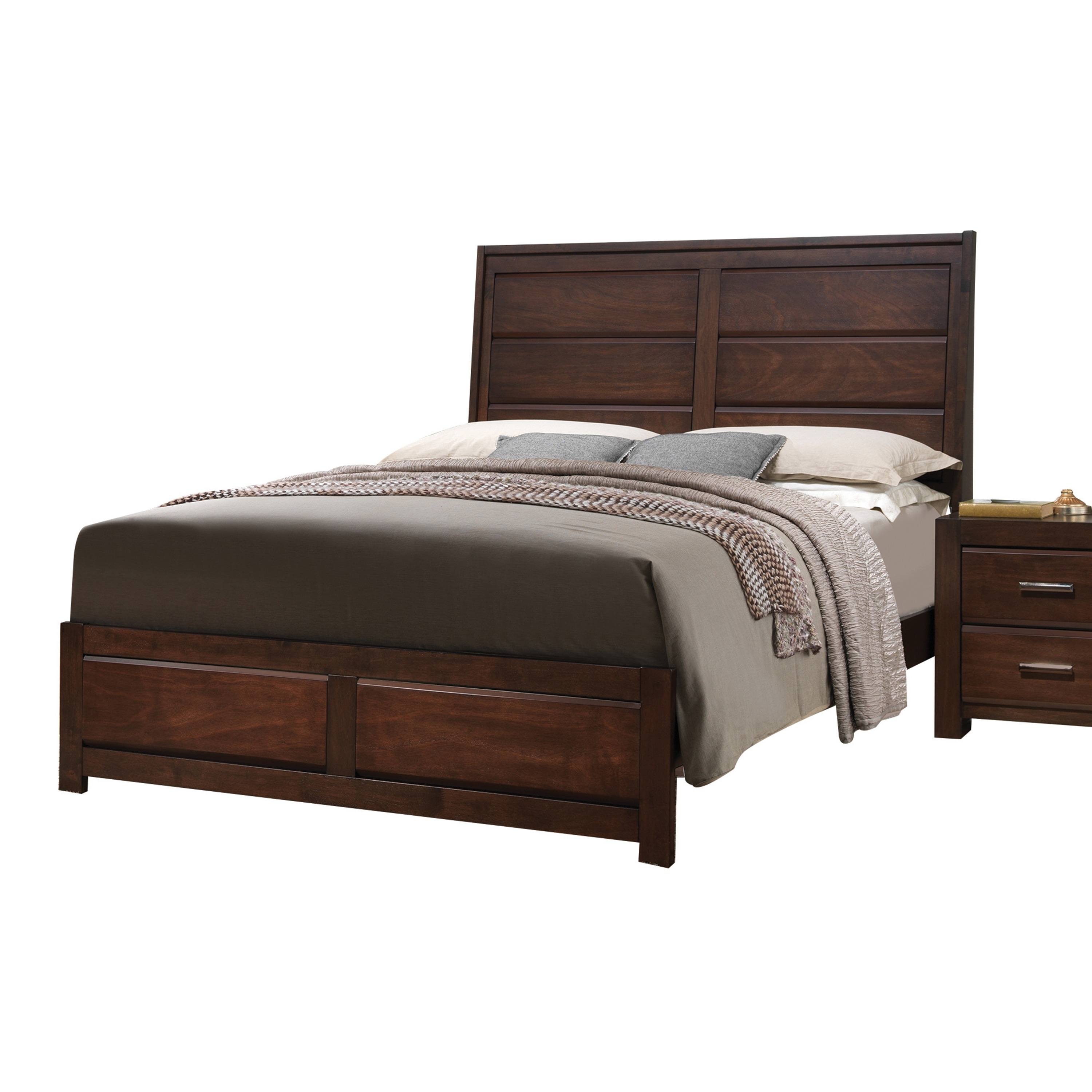 Rylan Walnut Panel Bed With Wooden Straight Leg