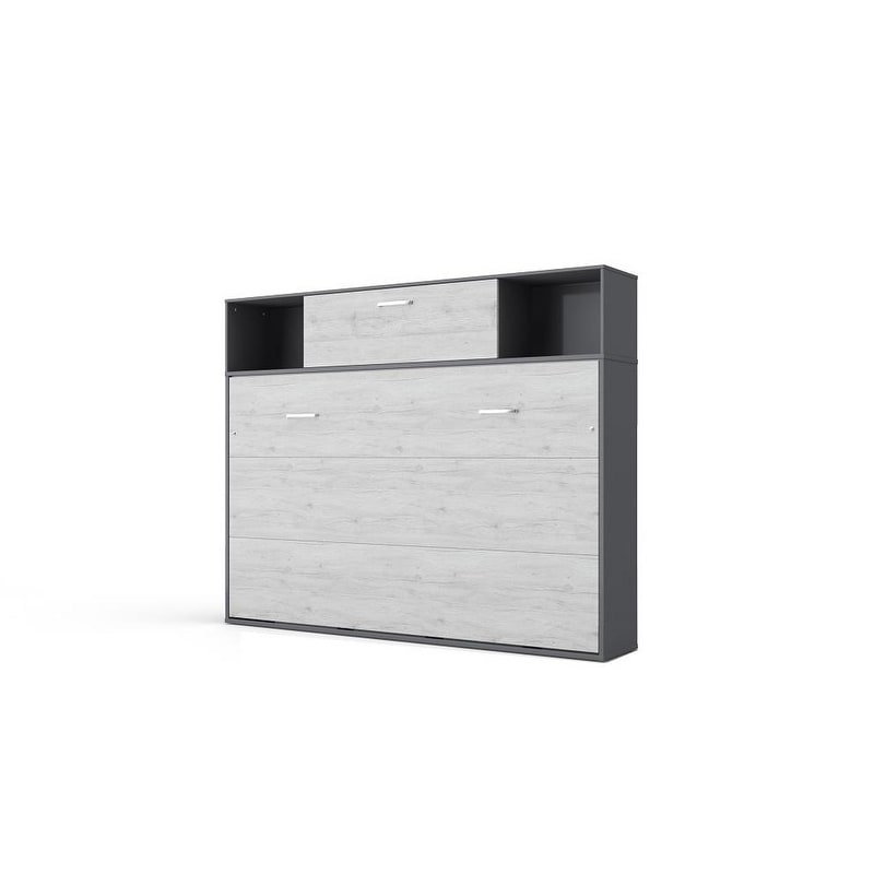 Contempo Horizontal Wall Bed With A Cabinet On Top And Mattress 35.4 X 78.7 Inch