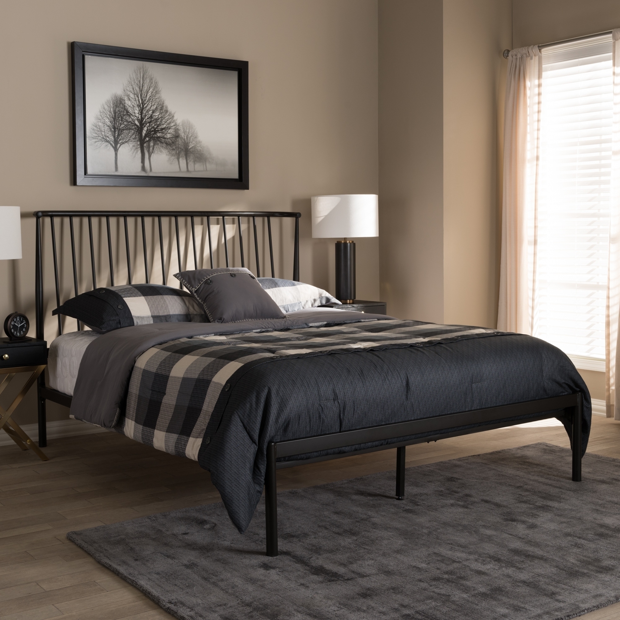 Contemporary Black Finished Metal Platform Bed By Baxton Studio
