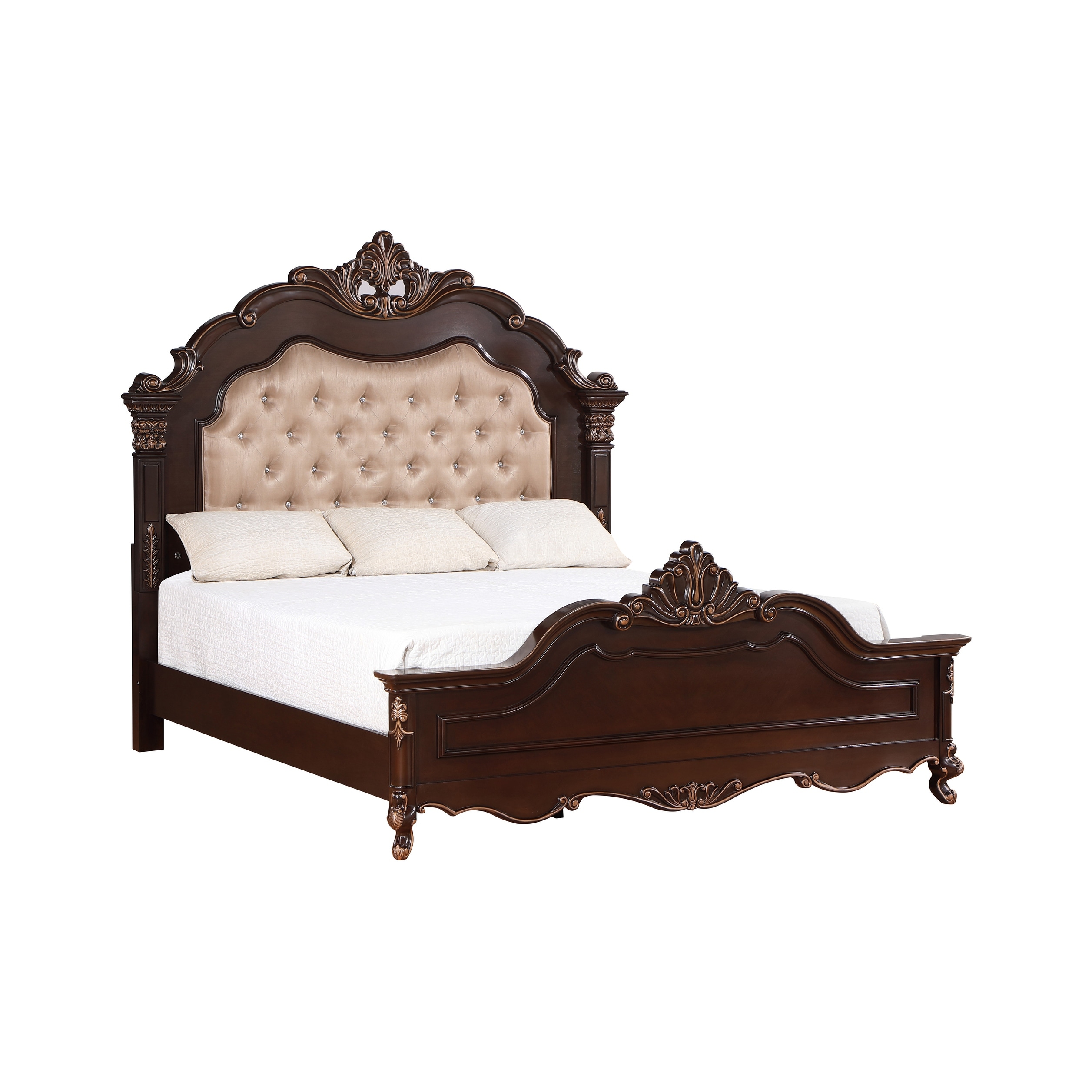 New Classic Furniture Cobb Cherry And Beige Panel Bed With Usb Port