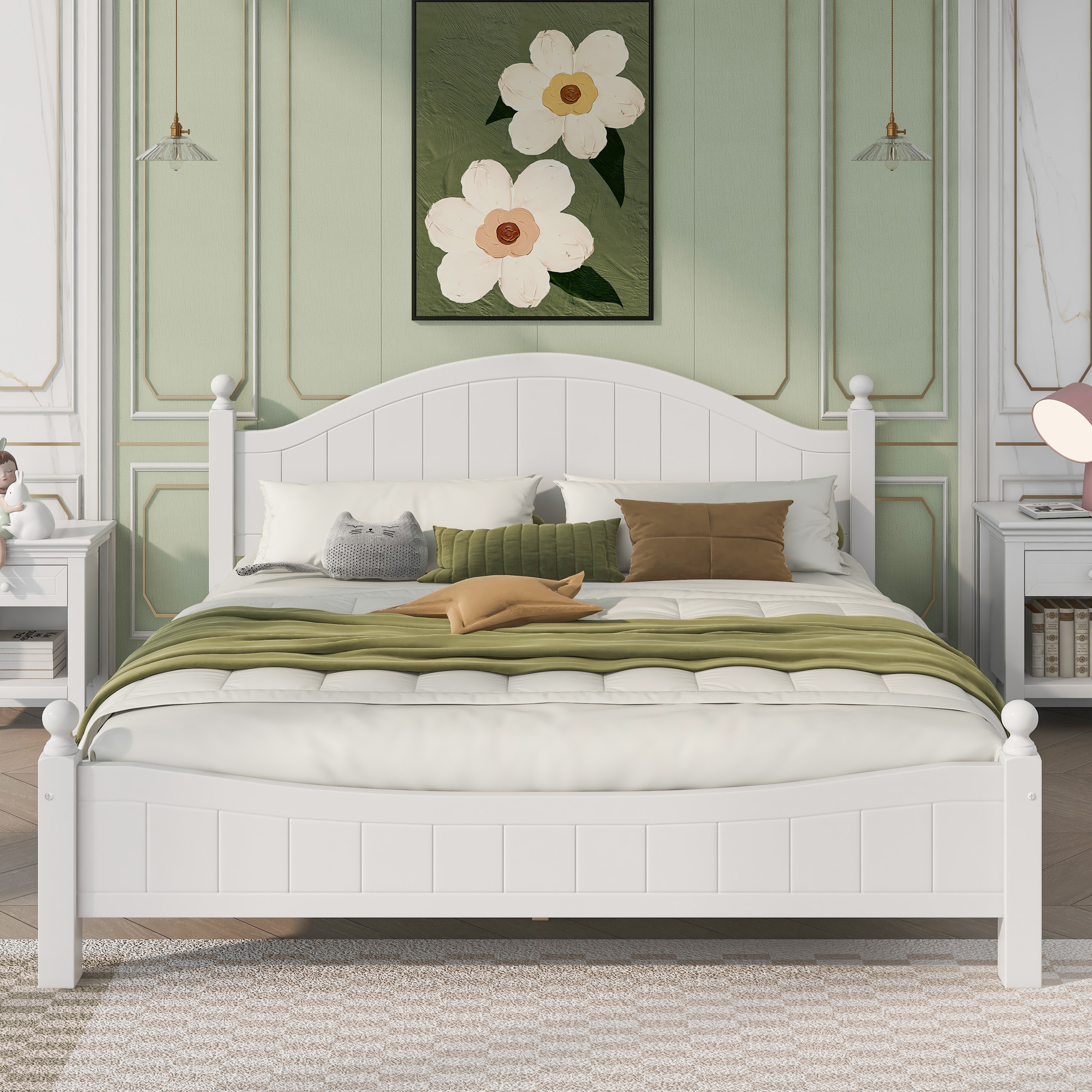 Concise Style Solid Wood Full Size Platform Bed