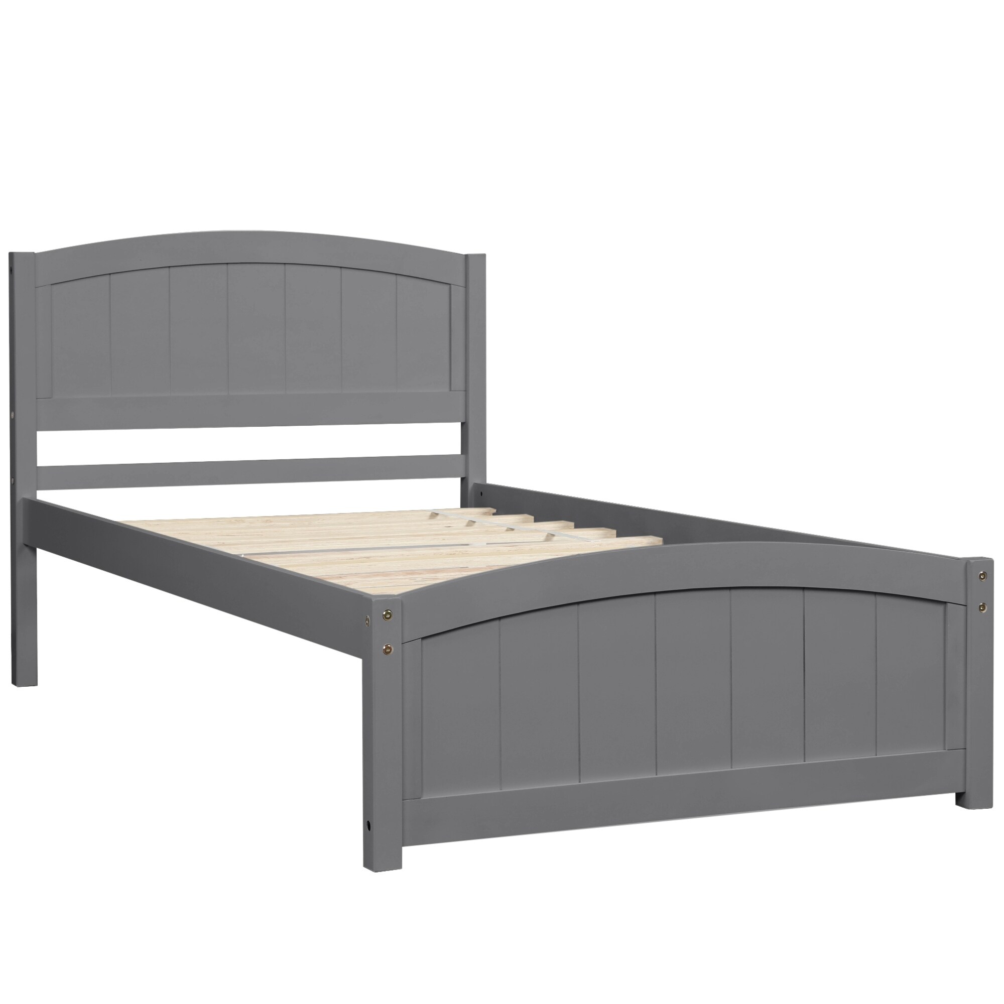 Twin Size Wood Platform Bed With Headboard  Footboard