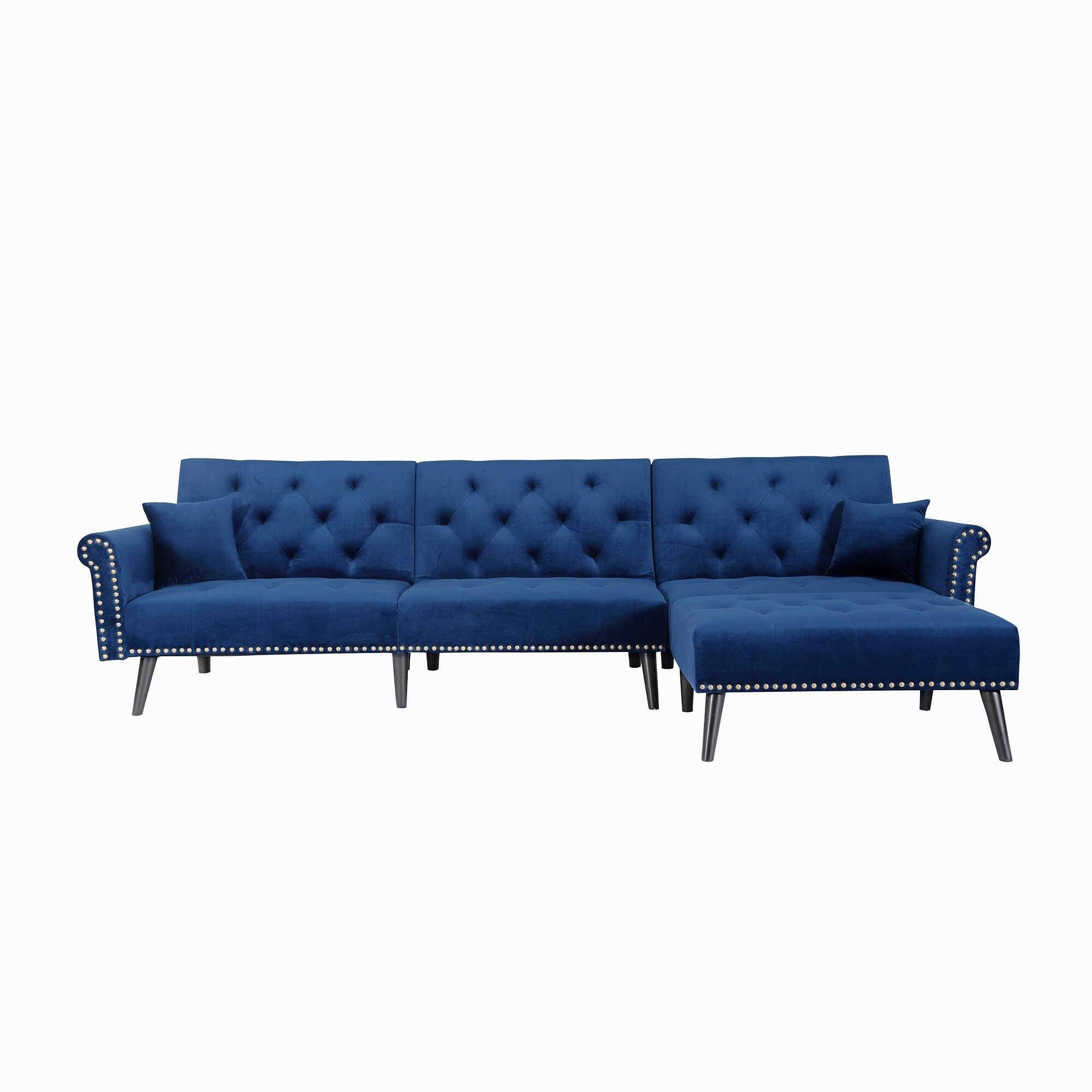 Velvet Convertible Sofa Bed Sleeper Blue