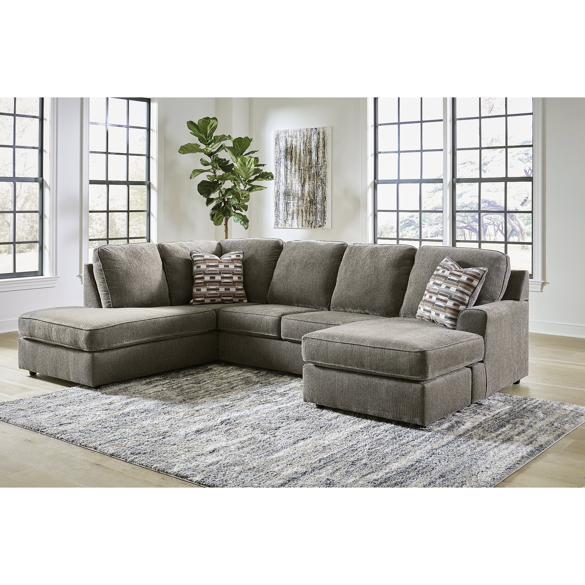 Signature Design By Ashley Ophannon Putty 2-piece Sectional With Chaise - 125w X 86d X 38h