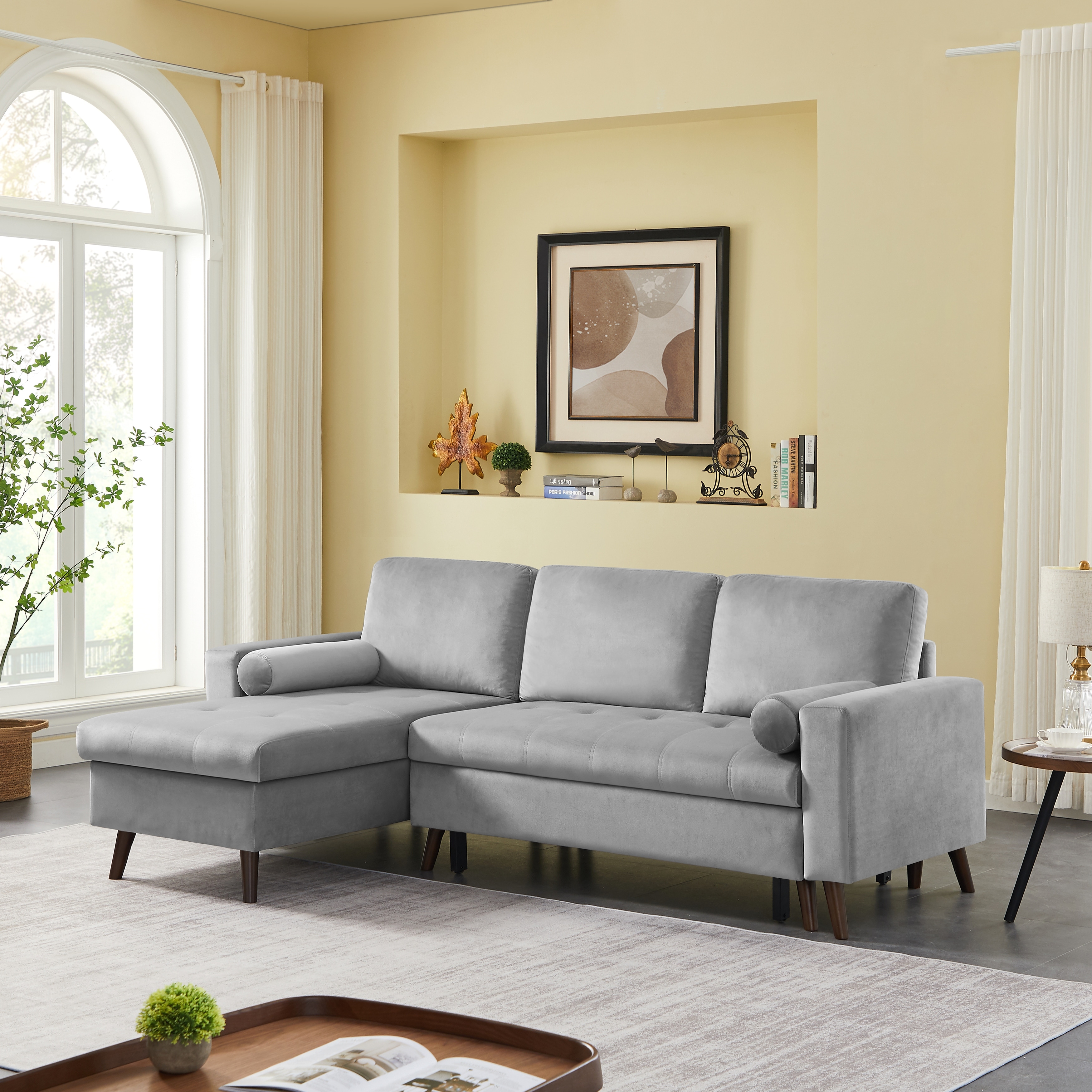 L-shaped Sofa 88 With Reversible Sleeper and Storage Chaise