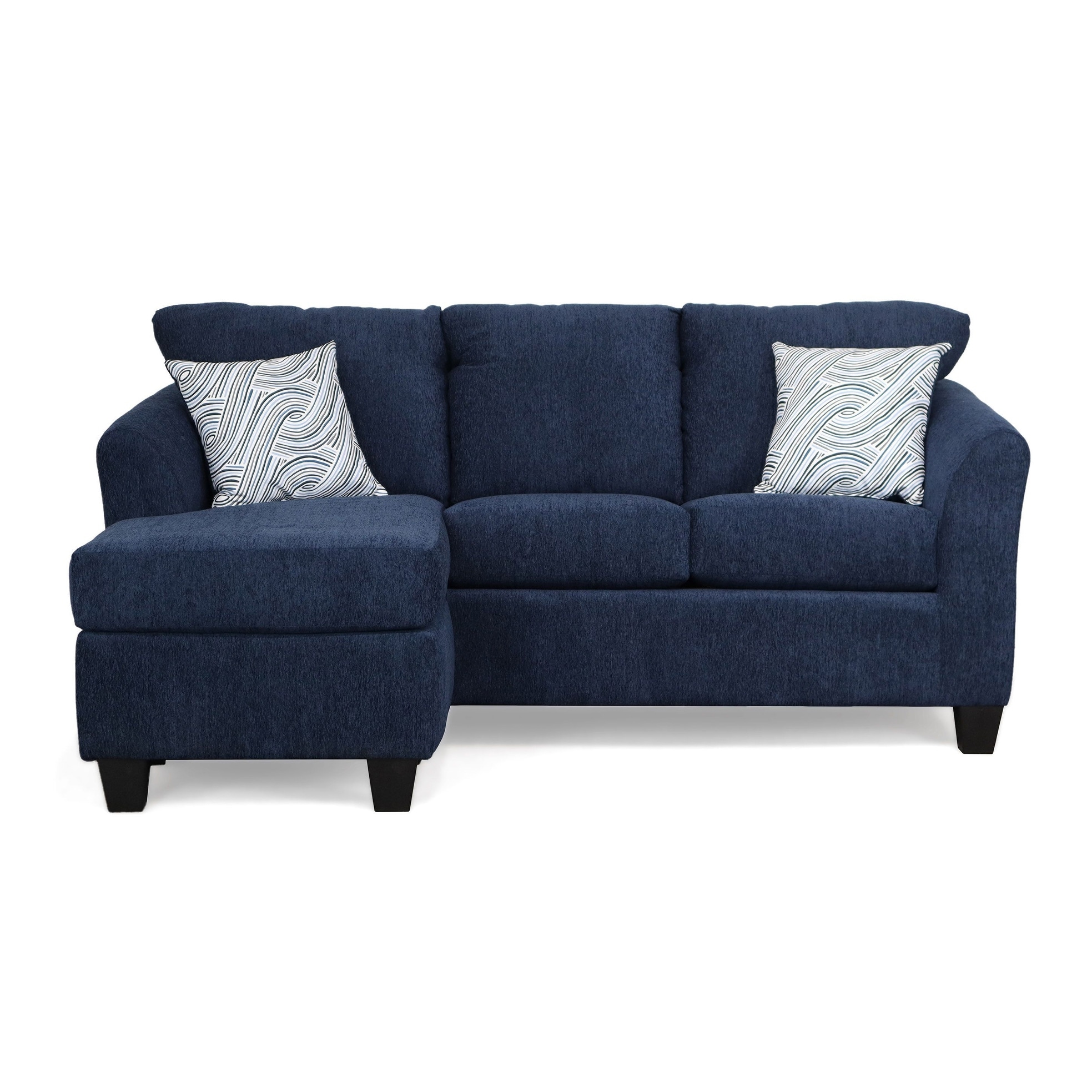 Feronia L-shaped Plush Fabric Sofa Chaise  Blue