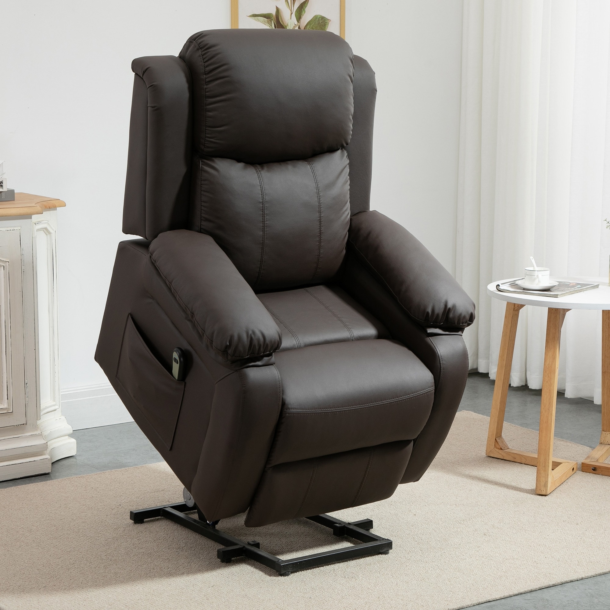 Homcom Living Room Power Lift Chair  Pu Leather Electric Recliner Sofa Chair For Elderly With Remote Control