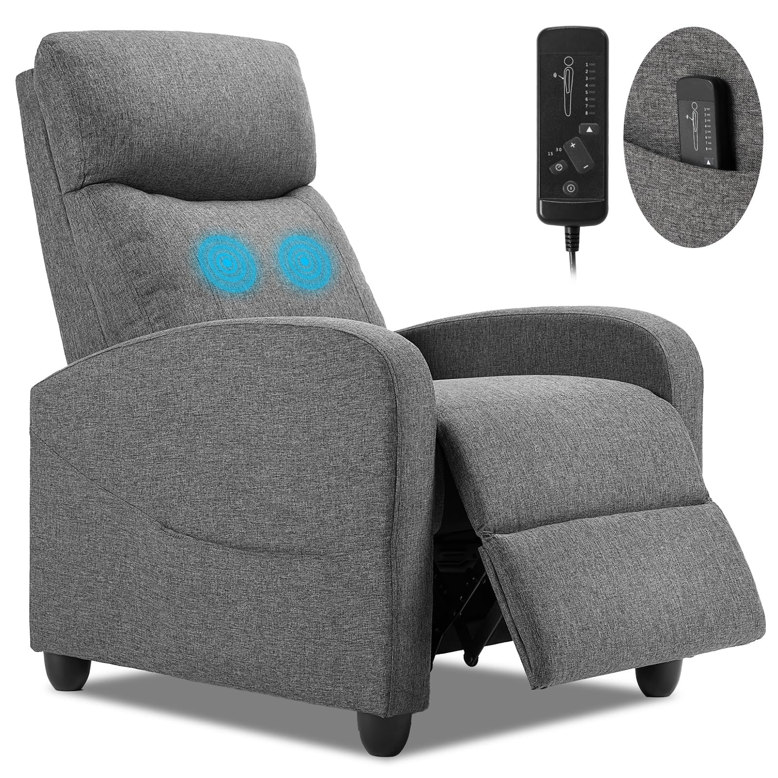 Recliner Chair For Living Room  Massage Pu Leather Recliner Sofa Home Theater Seating With Lumbar Support Winback Single Sofa