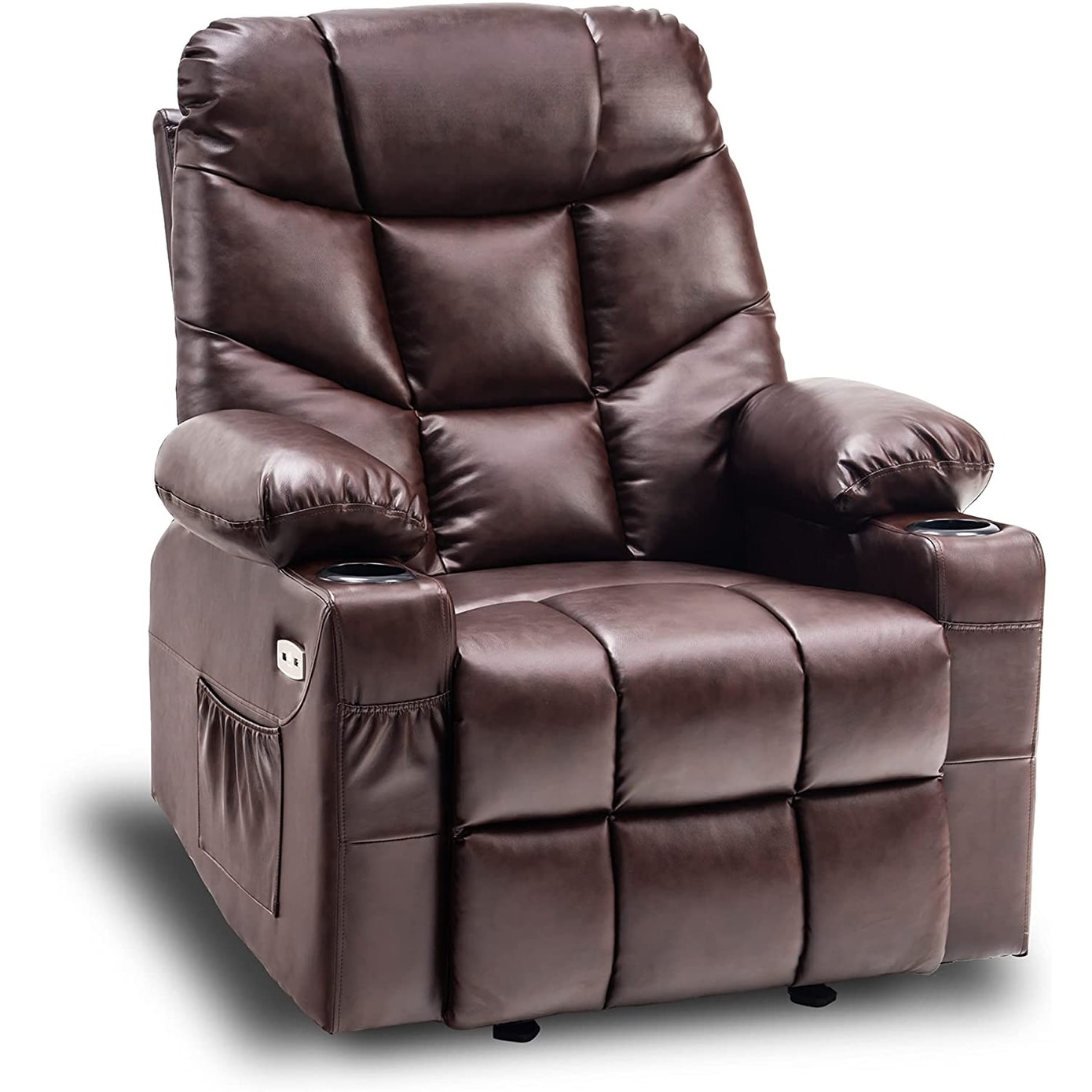 Mcombo Manual Glider Rocker Recliner Chair With Usb Ports  Faux Leather 8002
