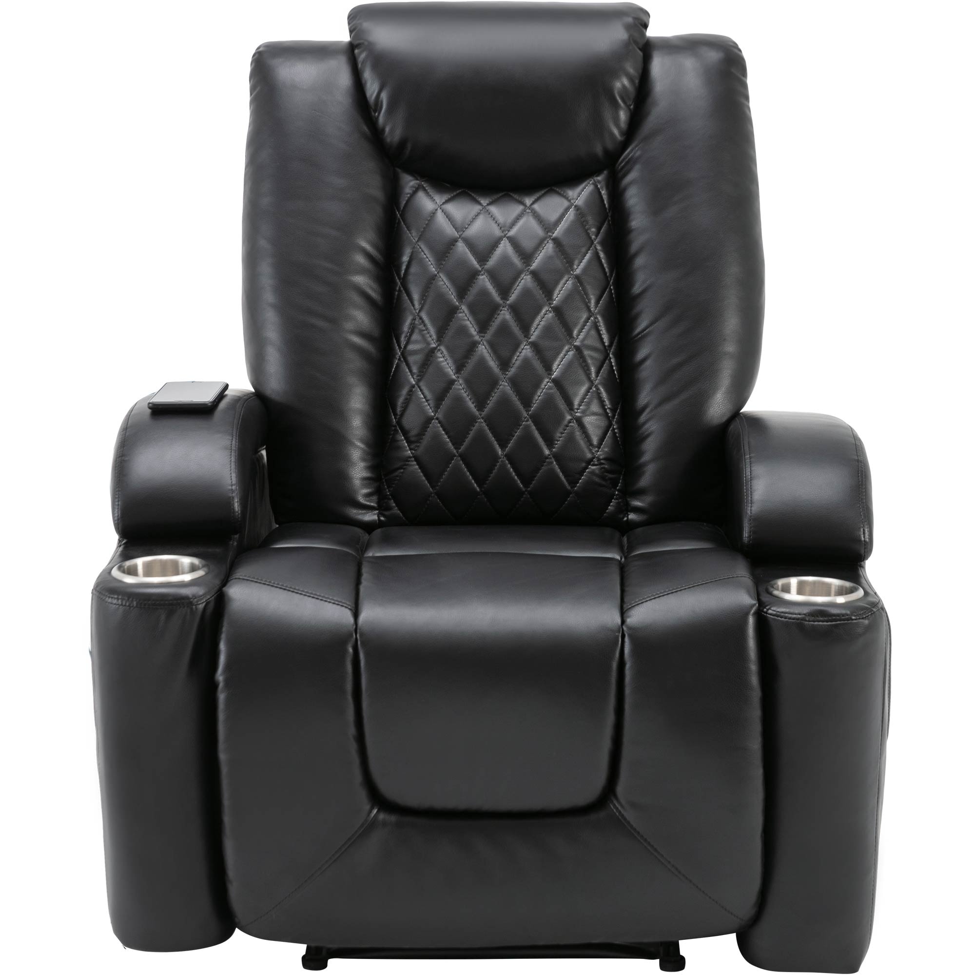 Power Motion Recliner  Usb Port And Cup Holders Recliner Chair With Electric Button  Pu Leather Lounge Chair For Living Room