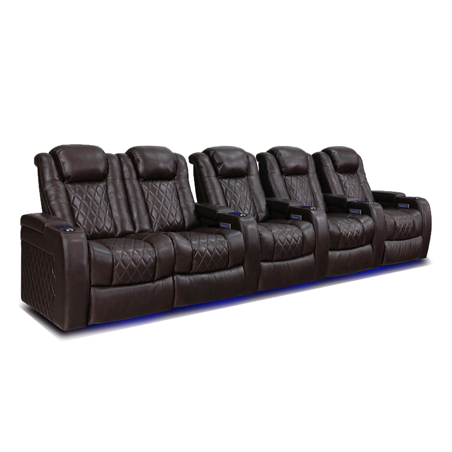 Valencia Tuscany Top Grain Nappa 11000 Leather Home Theater Seating Power Recliner Row Of 5 Loveseat Left Dark Chocolate