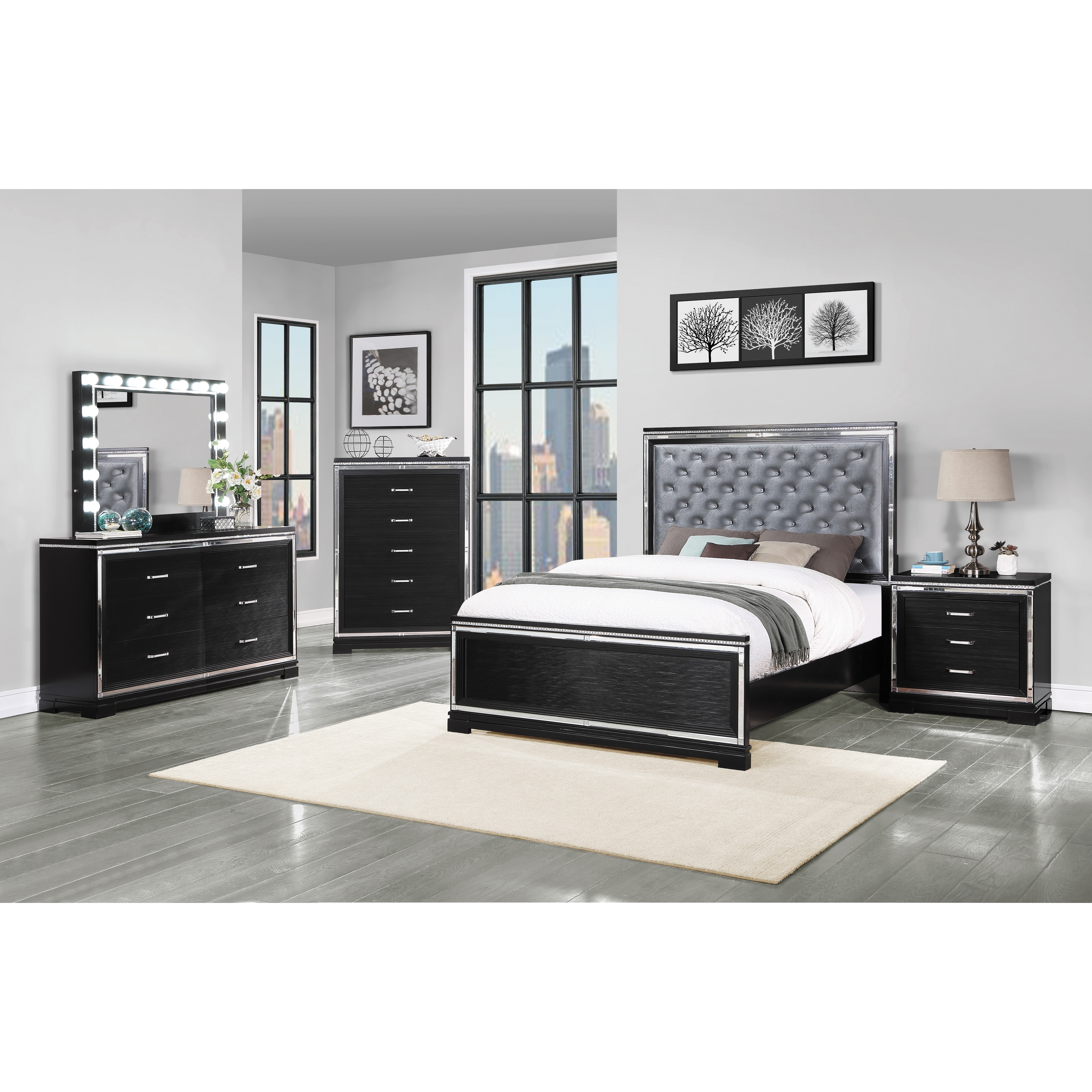 Isabelle Black 3-piece Bedroom Set With Dresser