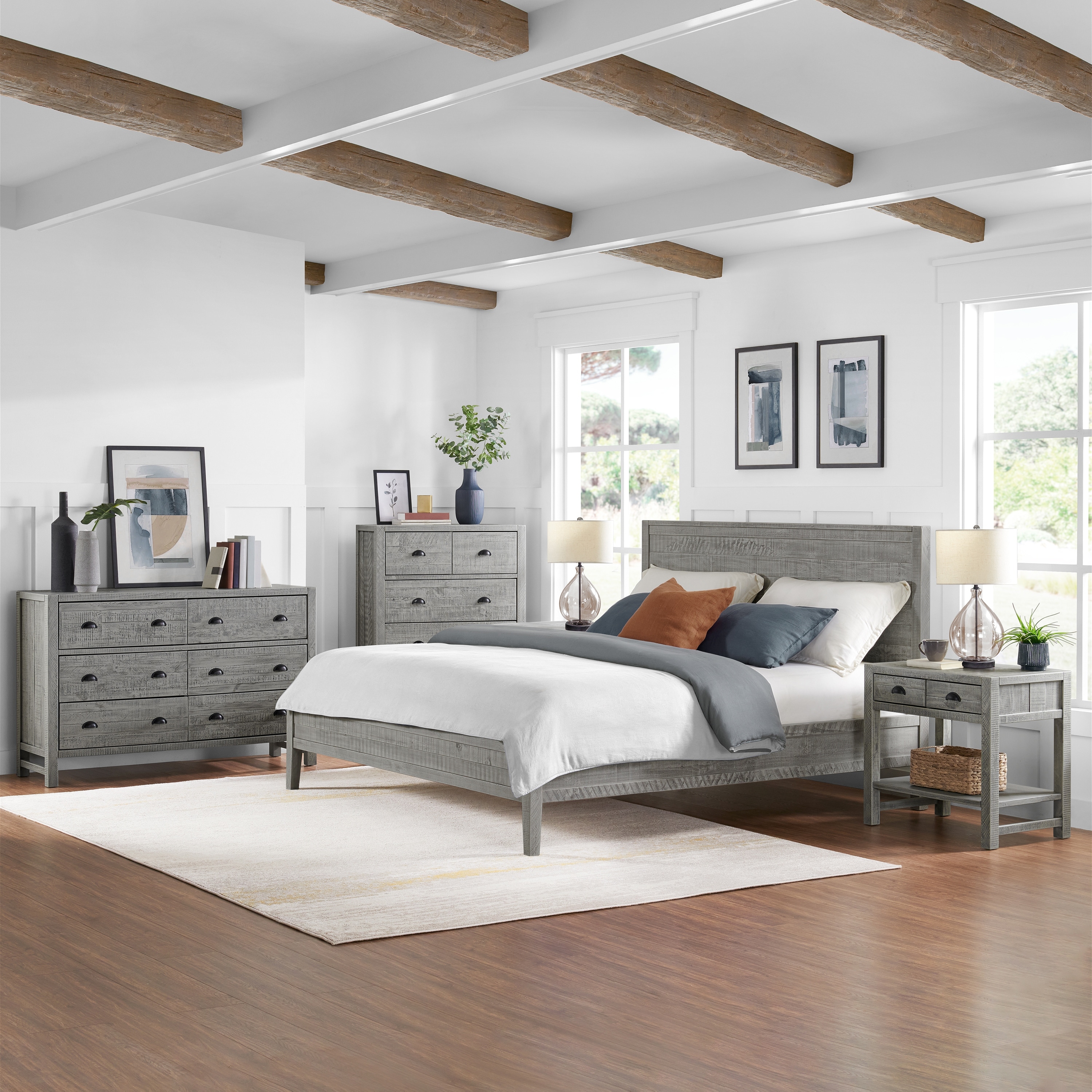 Arden 5-piece Bedroom Set With King Bed  Two 2-drawer Nightstands With Open Shelf  5-drawer Chest  6-drawer Dresser