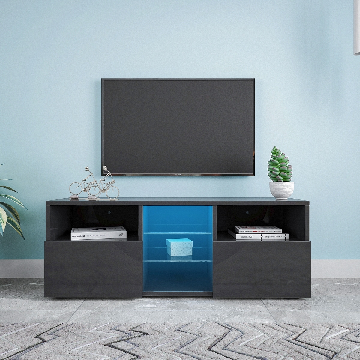 Modern Tv Cabinet Tv Stand Living Room With 20 Colors Led Lights