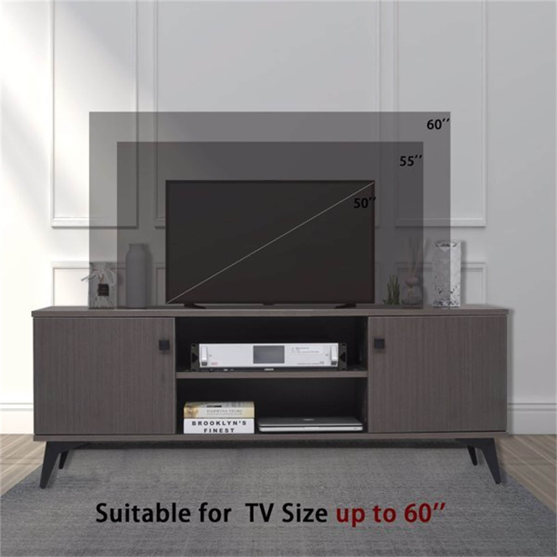 Rustic Brown Mid Century Modern Tv Stand For Up To 58 Inch
