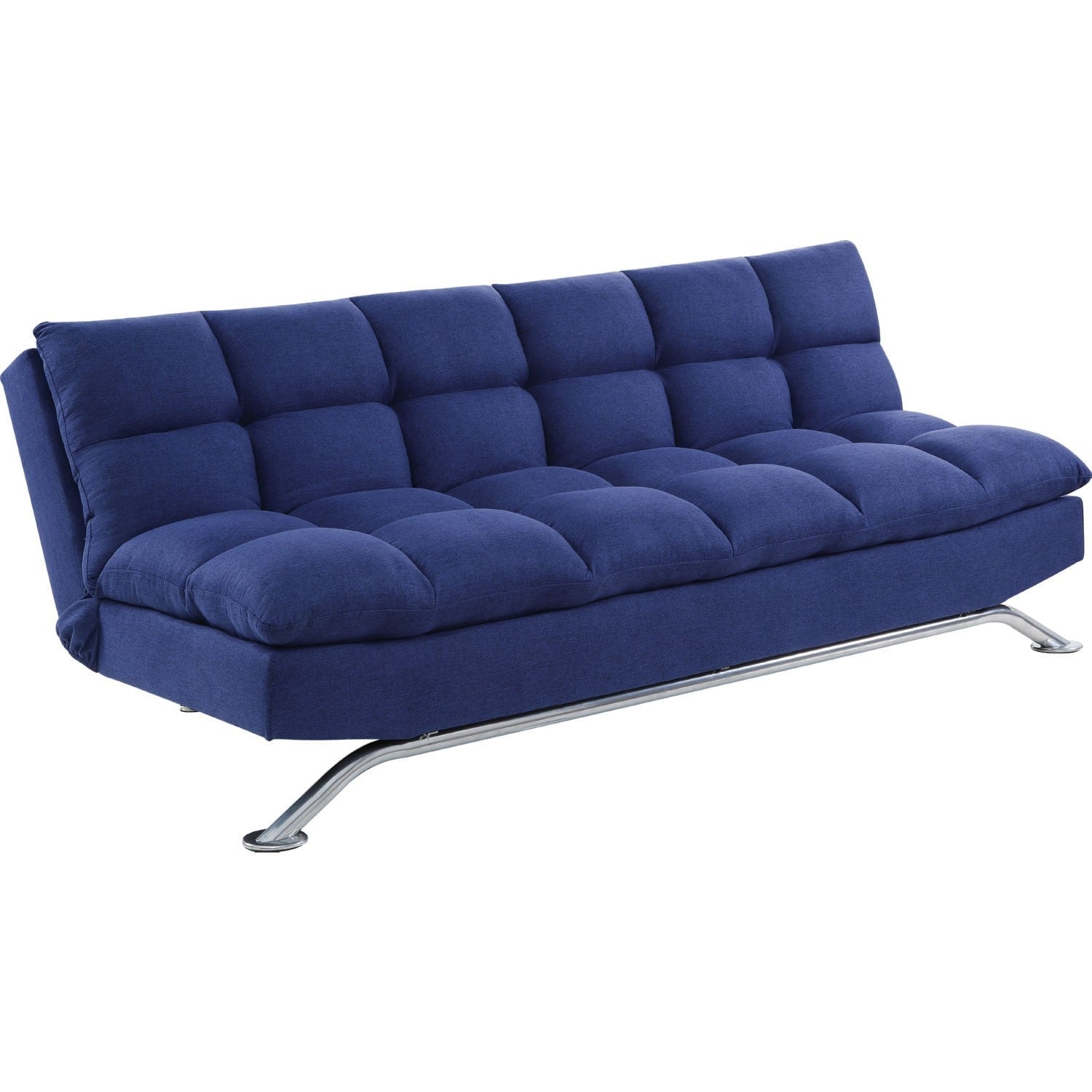 Adjustable Sofa With Tufted Seat And Metal Frame  Blue