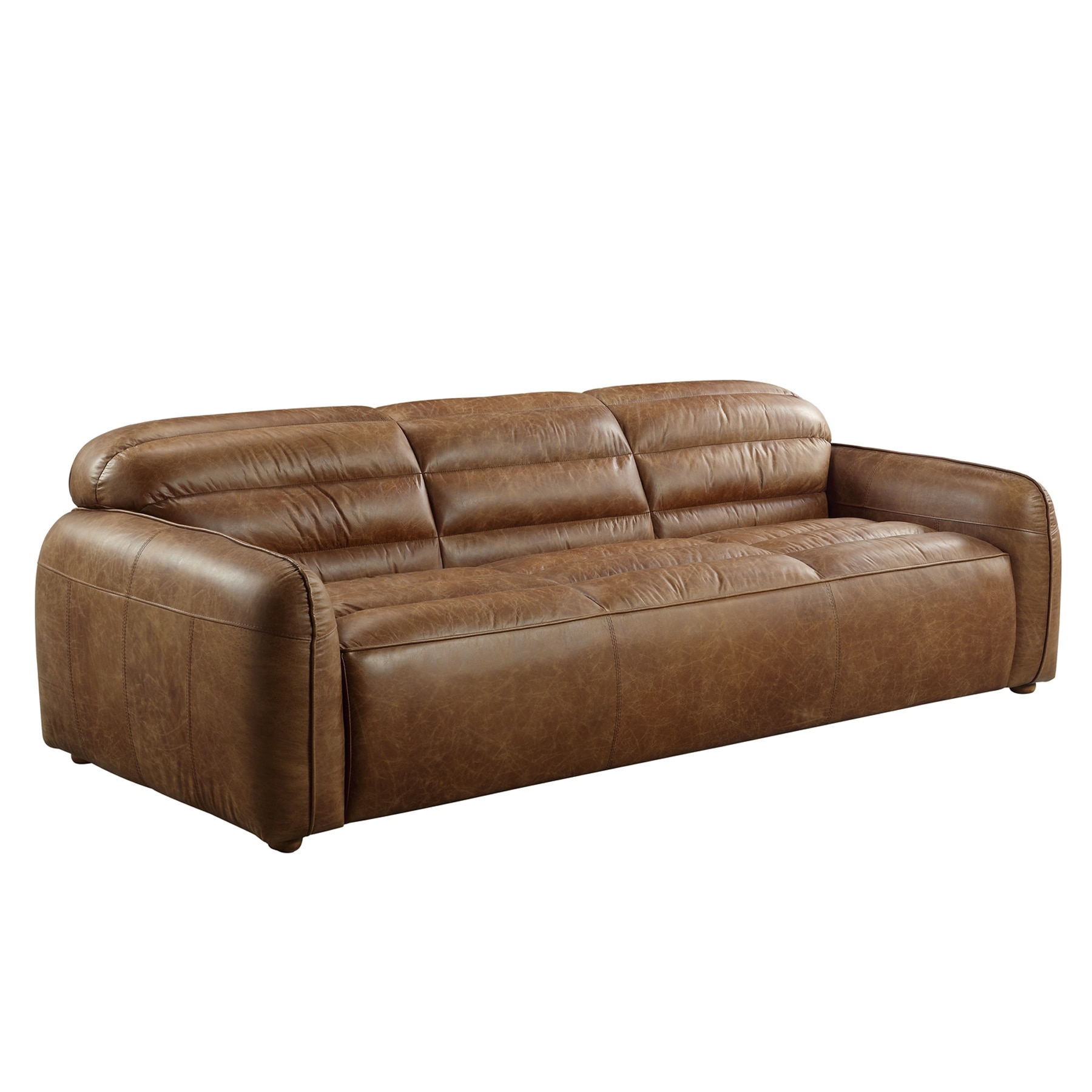 Leather Upholstered Sofa In Wisteria Cocoa Finish