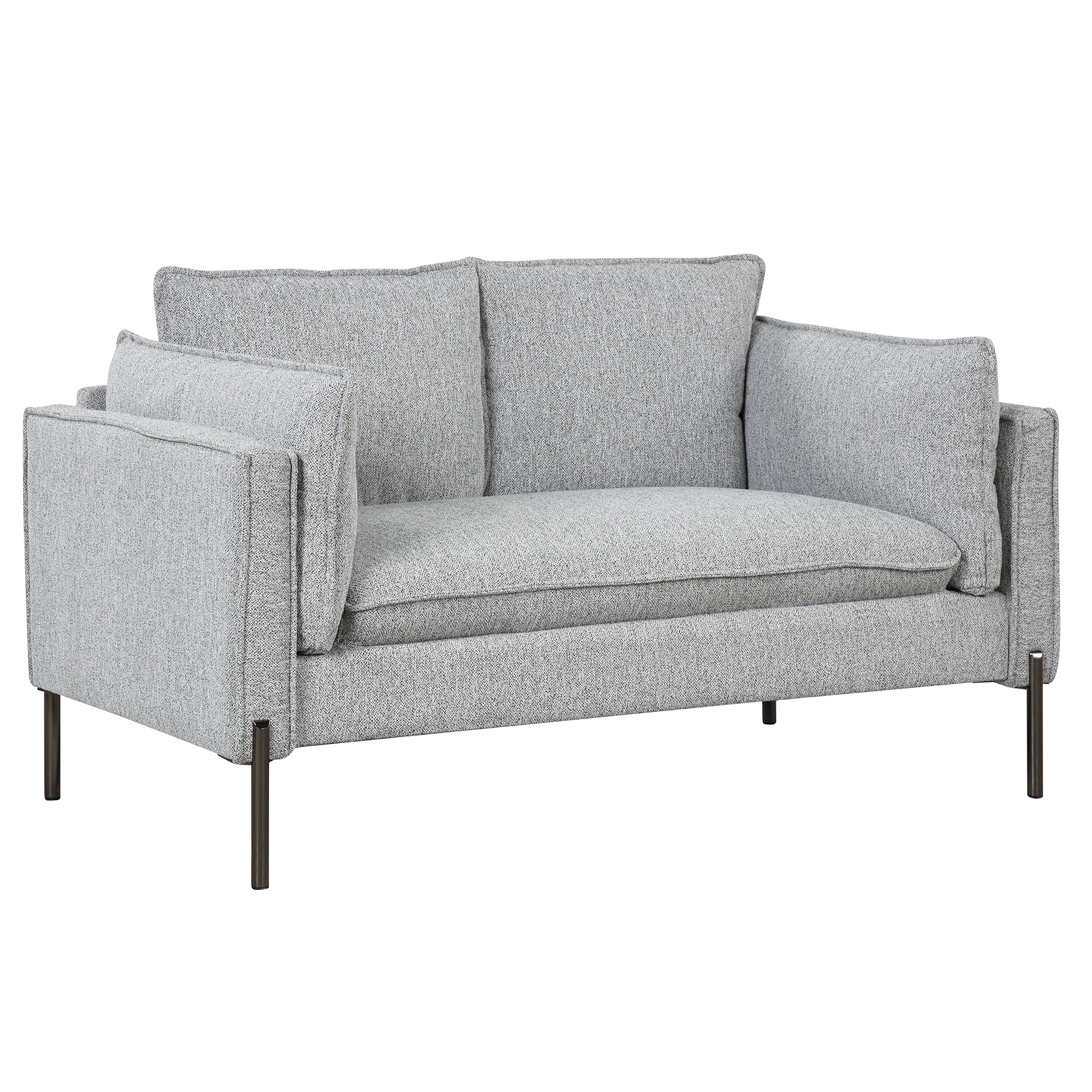 Modern Loveseat Sofa Linen Fabric Upholstered Couch Furniture Metal Legs Loveseat Couch With Usb Charging Ports and Two Pillows