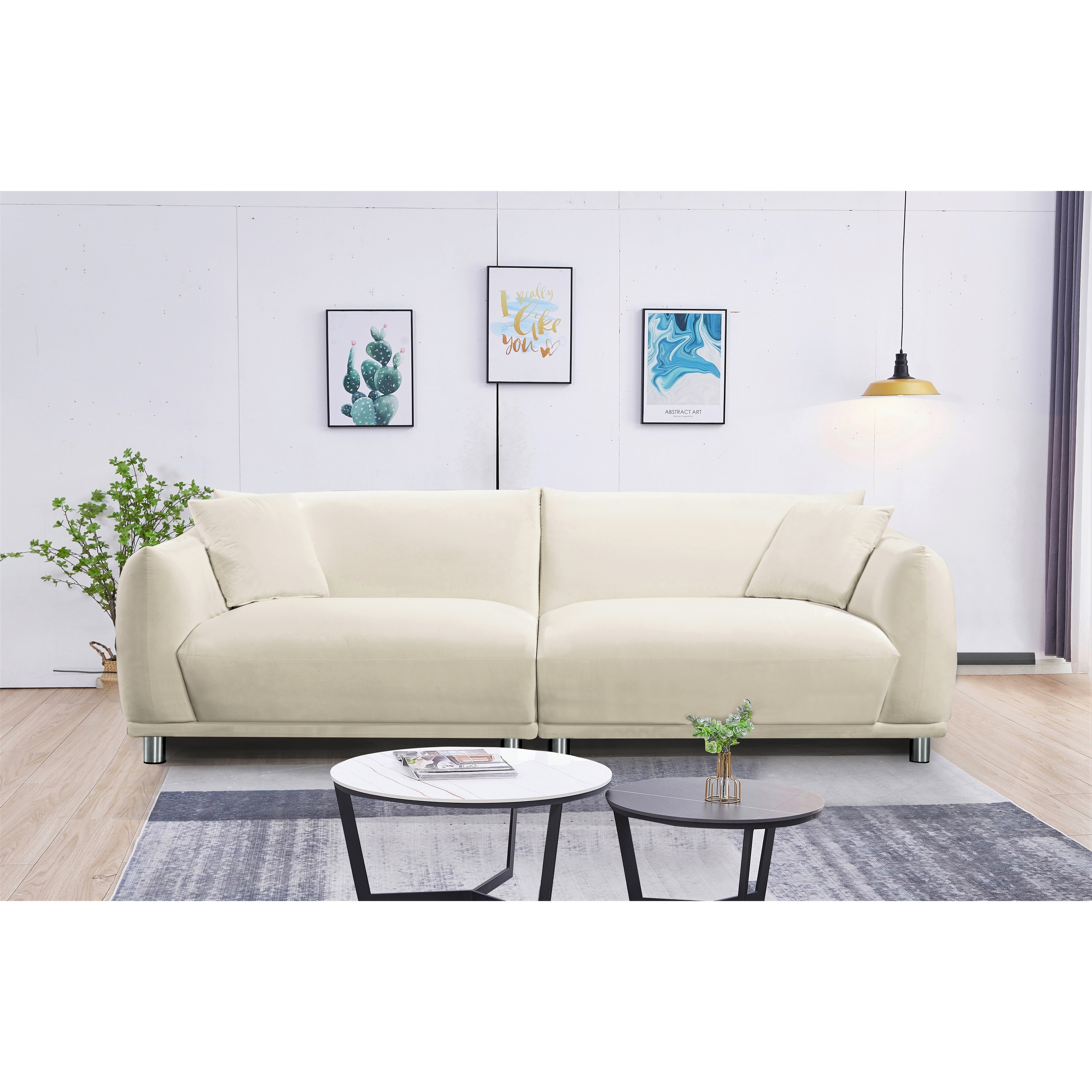 Us Pride Furniture 88.2w Metal Legs Velvet Sofa
