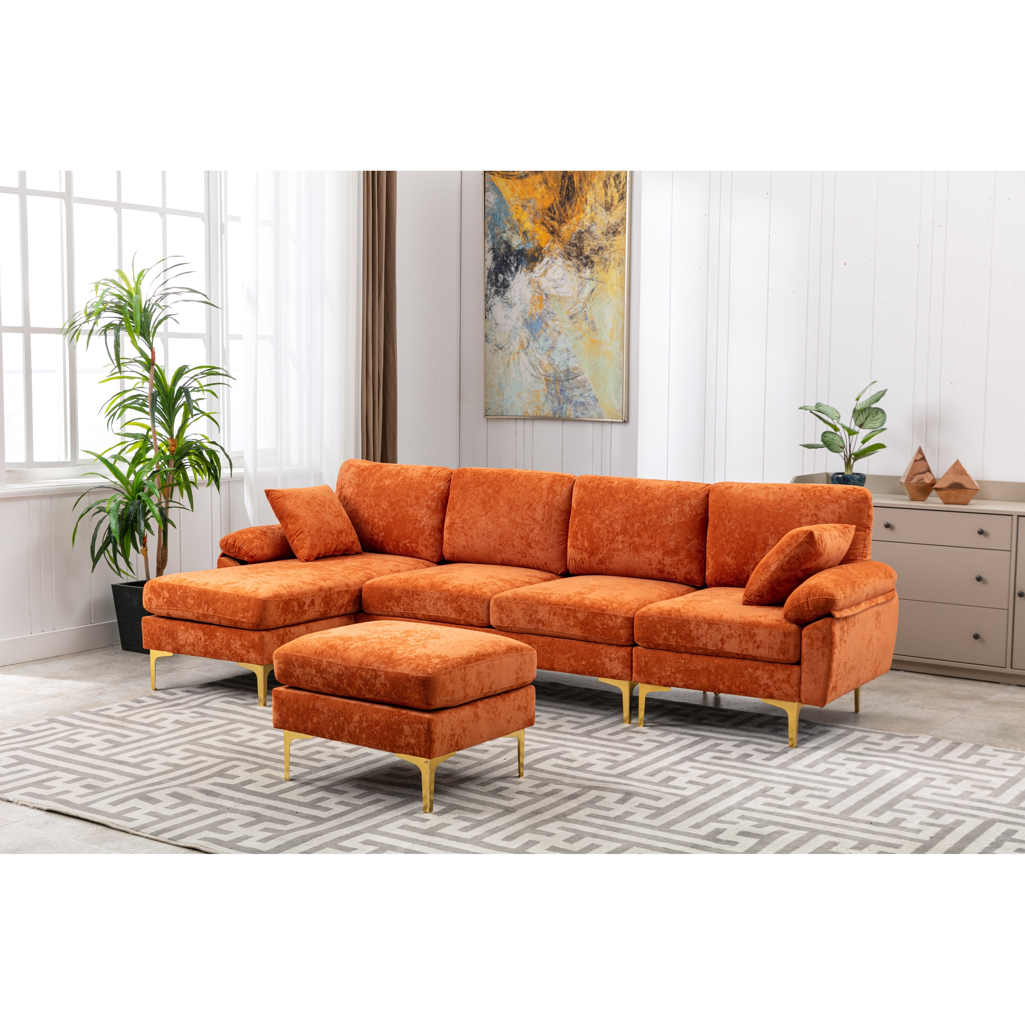 Morden 4-seater Polyester Sectional Sofa For Living Room