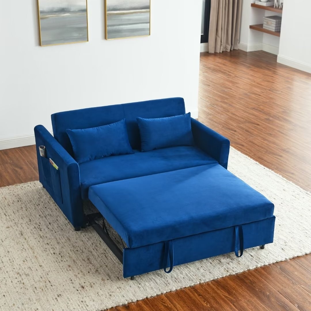 54 Convertible Sofa Bed  3-in-1 Velvet Double Sofa With Pullout Bed - 54 X 38 X 30.5