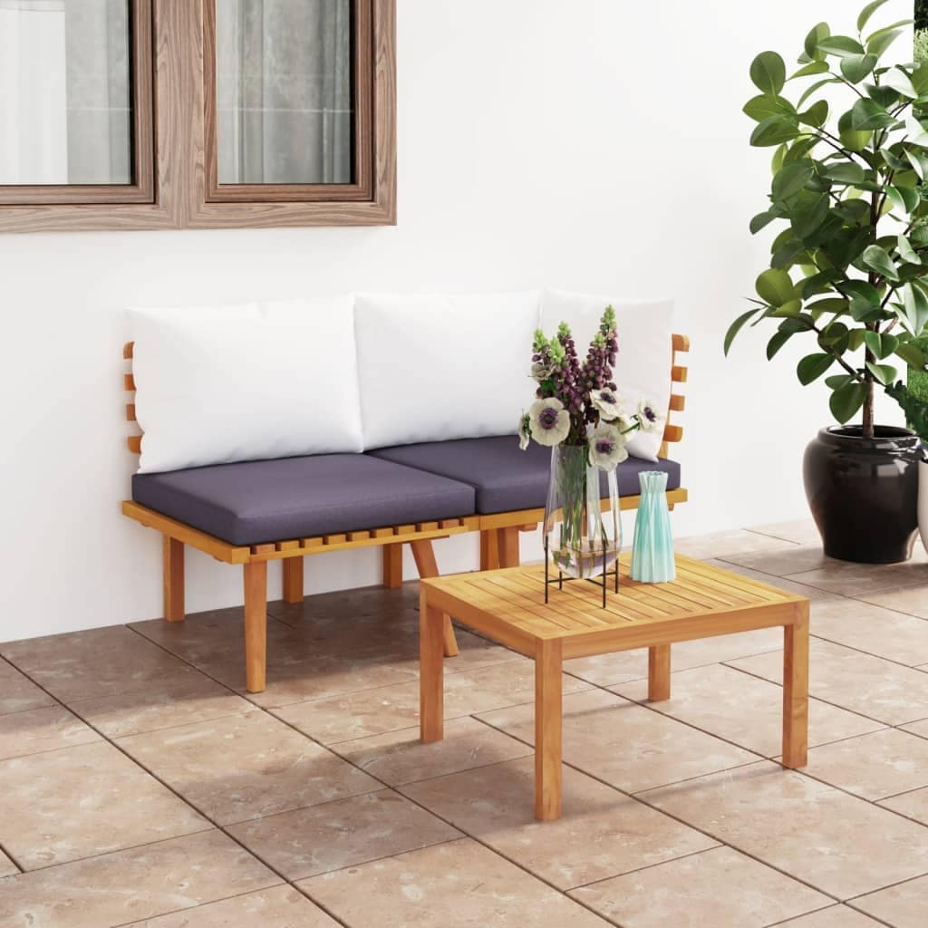 Vidaxl Patio Lounge Set With Cushions Solid Acacia Wood