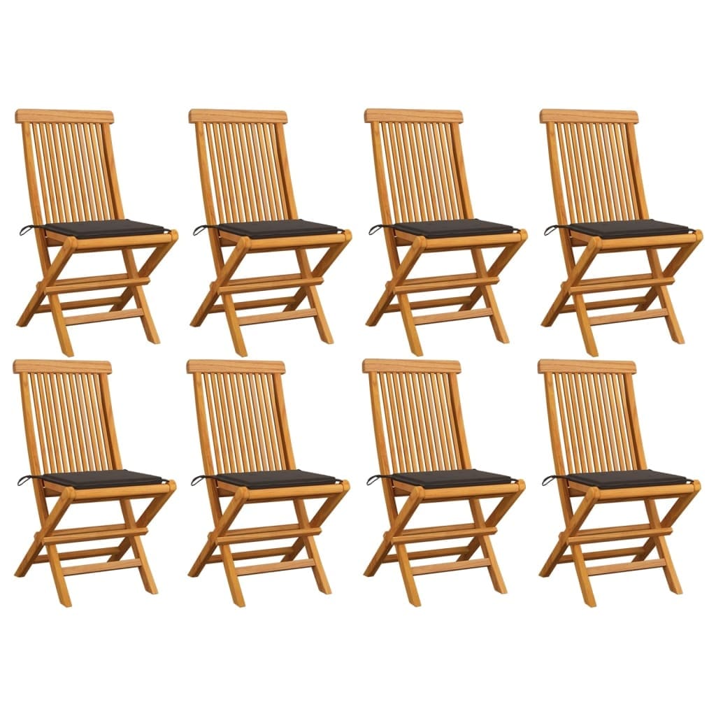Vidaxl Patio Chairs With Taupe Cushions 8 Pcs Solid Teak Wood - 18.5 X 23.6 X 35