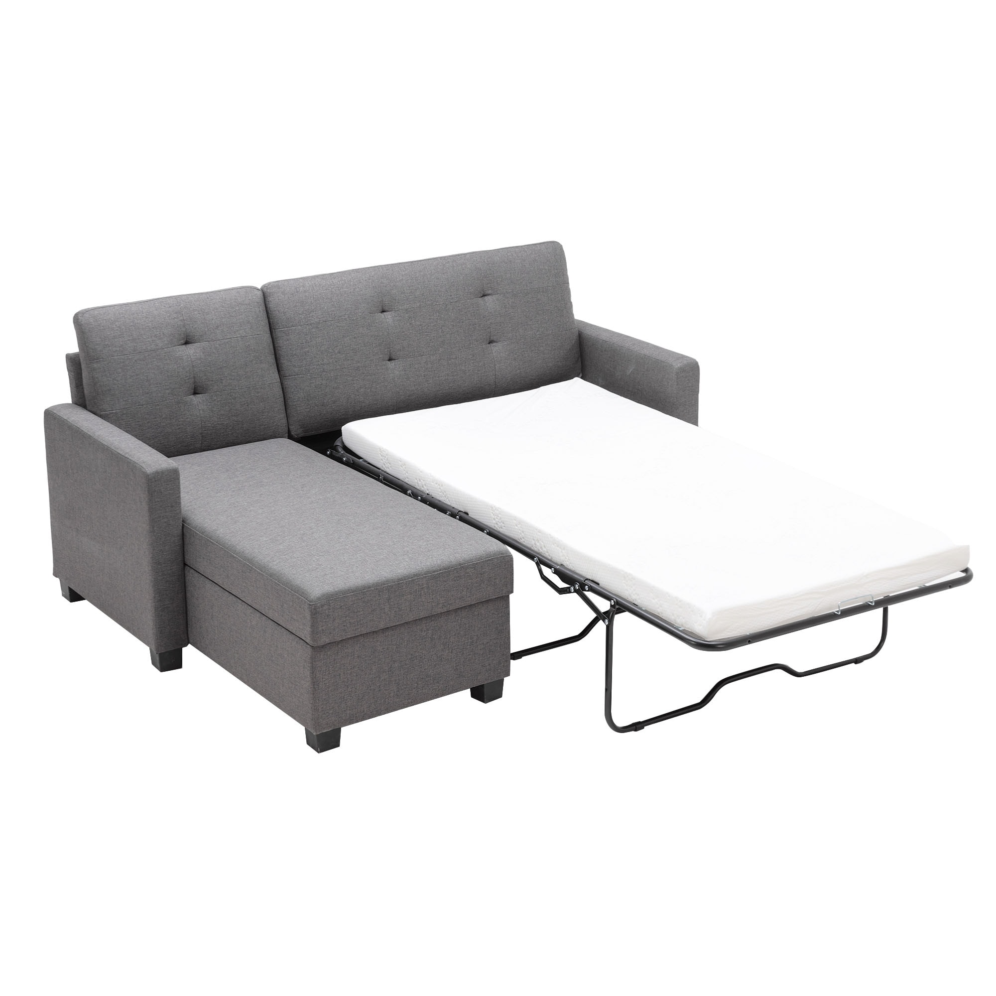 78.3 Convertible Sleeper Sofa Bed linen Pull Out Couch With Storage Chaise sleeper Counch With Memory Foam Mattress