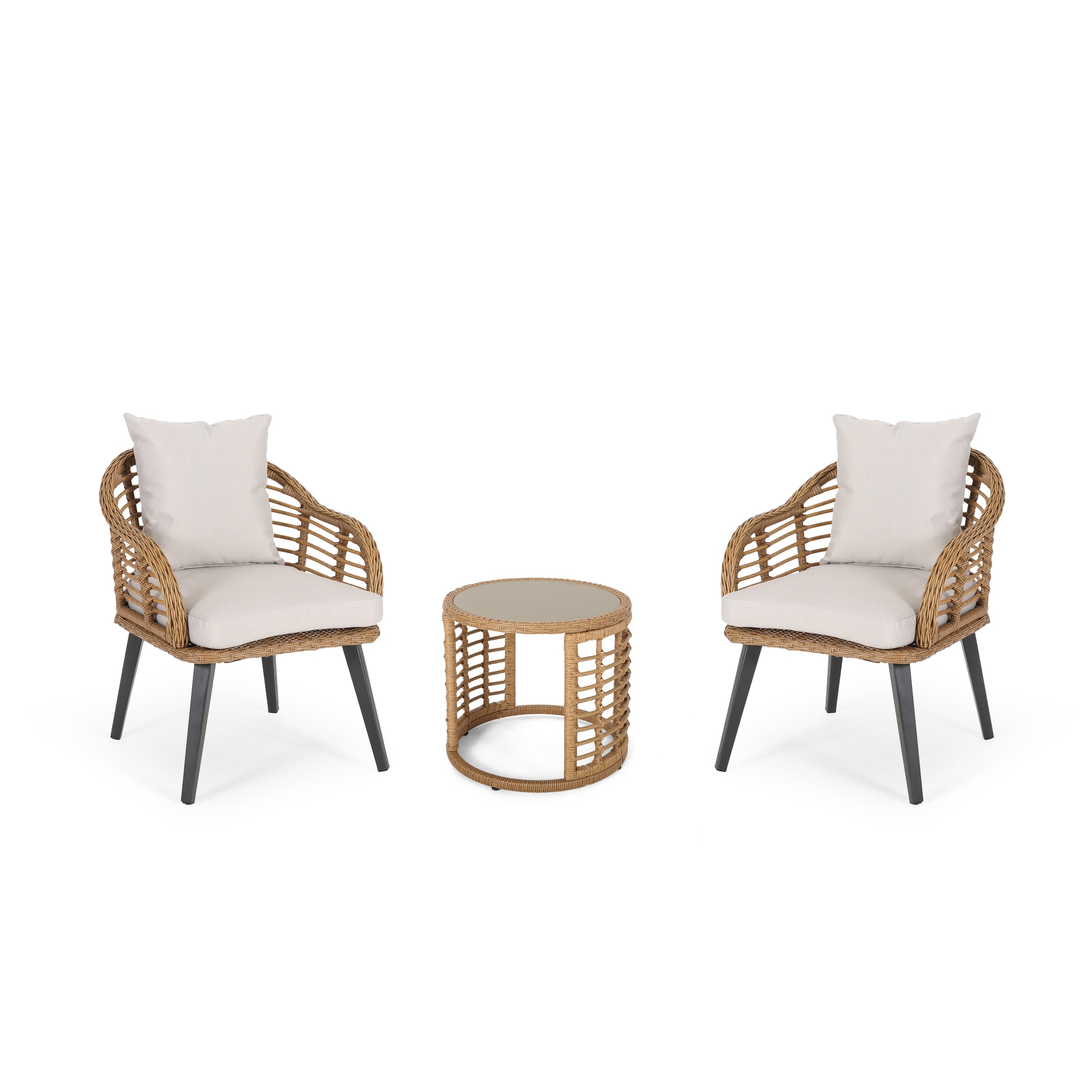 Tatiana Outdoor 3-piece Boho Wicker Chat Set By Christopher Knight Home
