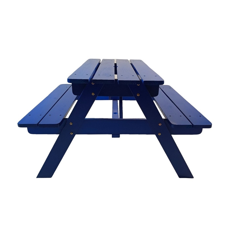 Outdoor Kids Multi-function Solid Wood Blue Dining Set Bench